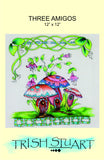 pattern cover for 3 whimsical mushrooms colored in a bright happy design