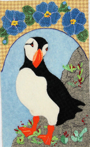 Puffin Forget-Me-Not – Wool Applique